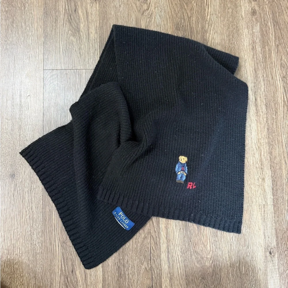 POLO RALPH LAUREN SOLID DENIM BEAR SCARF